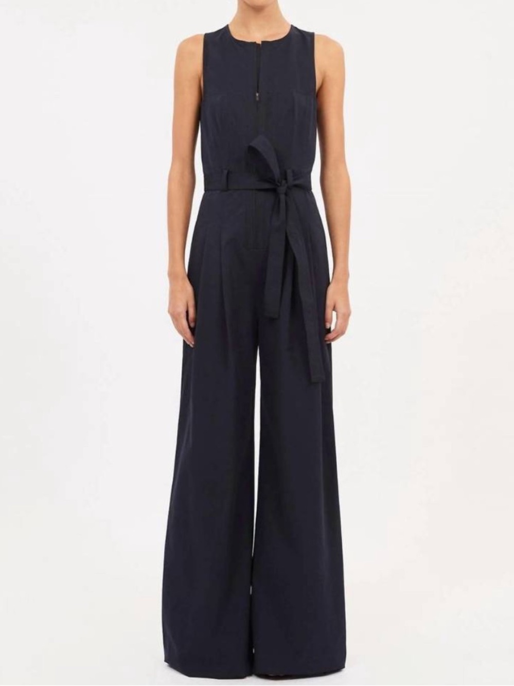 Ulla Johnson Marin Jumpsuit Midnight Blue Size 10 Sleeveless Zip Front Belted